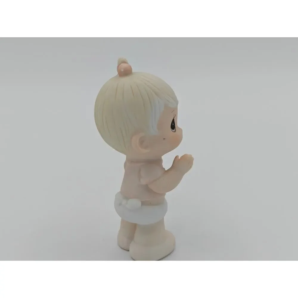 Precious Moments E2852B Enesco Figurine Baby Girl Standing Pink Dress Bow 1983